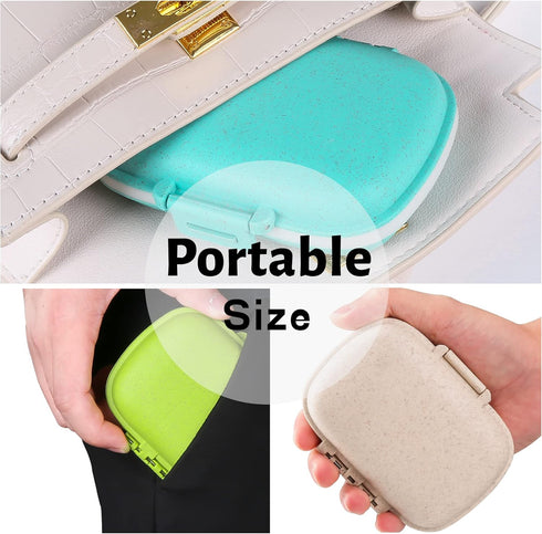 4 Pack Pill Organizer, Daily Pill Case with Label, 8 Compartment Travel Pill Box for Pocket Purse, Medicine Case, Waterproof Portable Pill Supplem...