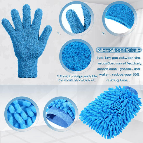 6 pcs Microfiber Dusting Mitt Gloves Microfiber Washable Dusting Gloves Car Wash Mitt for Cleaning...