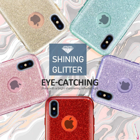 MATEPROX Compatible with iPhone Xs case,Compatible with iPhone X Glitter Bling Sparkle Cute Girls Women Protective Case -Silver...