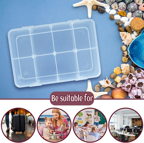 WYOMER 8 Grids Bead Organizers and Storage Box, Plastic Organizer Box with Removable Board Dividers, Box Organizer for Jewelry or Tackle Electroni...