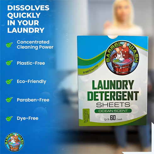 Laundry Detergent Sheets - Eco-Friendly, Biodegradable, Mess-Free, Concentrated Laundry Solution - No Plastic Waste, Easy to Use, Travel-Friendly ...