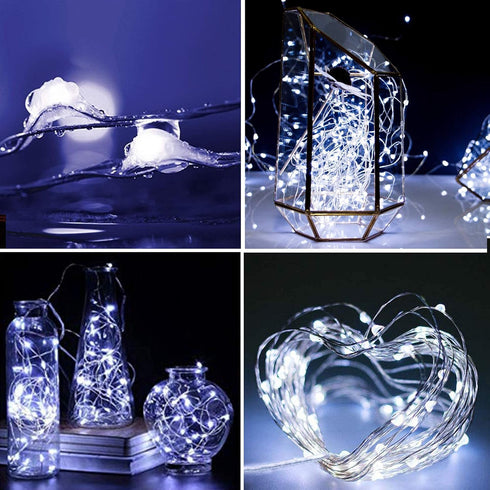 ANGMLN YITING 24 Pack 30 Led Fairy Lights Battery Operated 10.2ft (3M) Silver Copper Wire LED Mini String Lights Waterproof Cool White Firefly Lig...