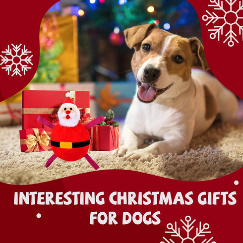 Christmas Dog Toys - Santa Claus Toys for Dog, Dog, Jingle and Rope Santa Xmas Toy for Small Medium Large Puppy, Tug of War & Fetch Play...