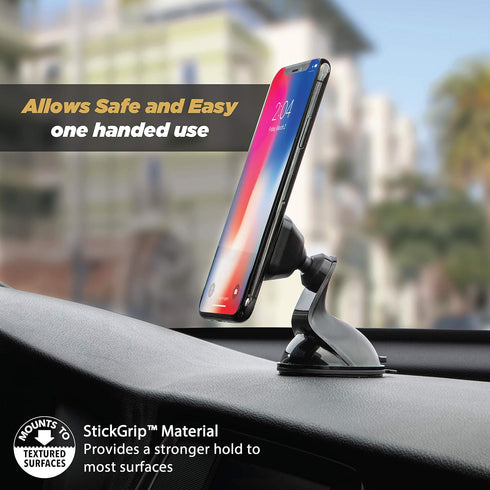 Scosche MMWSM-2PKXCES0 MagicMount Select Magnetic Phone, GPS, or Tablet Suction Cup Car Cell Phone Holder, 360 Degree Adjustable Head, StickGrip S...