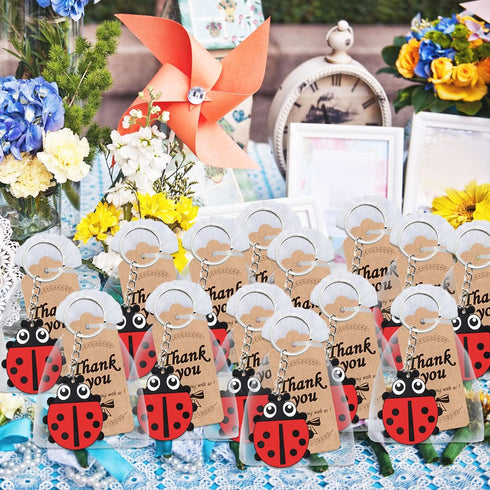 24 Pack Ladybug Keyring Pack Party Favor for Ladybug Lover, My Little Ladybug Themed Party, Baby Shower, Birthday...