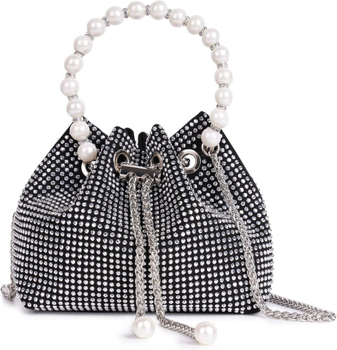 Desy & Feeci Bling Rhinestone Purse for Women, Glitter Clutch Handbag Bucket Evening Bag for Girls Wedding Party...