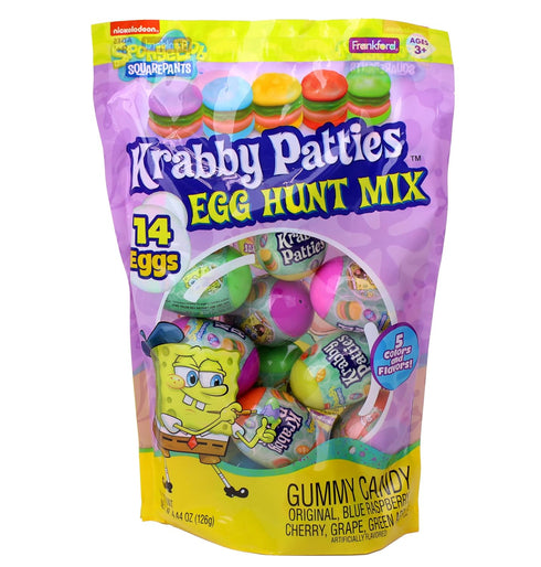 Spongebob SquarePants Gummy Candy Krabby Patty 14 Count Prefilled Plastic Easter Eggs Hunt Mix, 4.44 Ounce, For Kids Girls Boys Teens Grandkids Ad...
