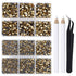 LPBeads 6400 Pieces Hotfix Rhinestones Metallic Gold Flat Back 5 Mixed Sizes Crystal Round Glass Gems with Tweezers and Picking Rhinestones Pen...