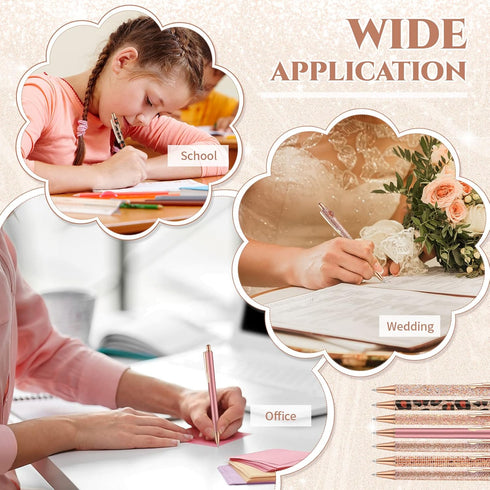 Sherr 7 Pcs Fancy Pens for Women Cute Pens Sparkly Glitter Pens with 10 Pcs Black Ink Refills Pretty Pen Gifts Journaling Pens for Girls Office Sc...