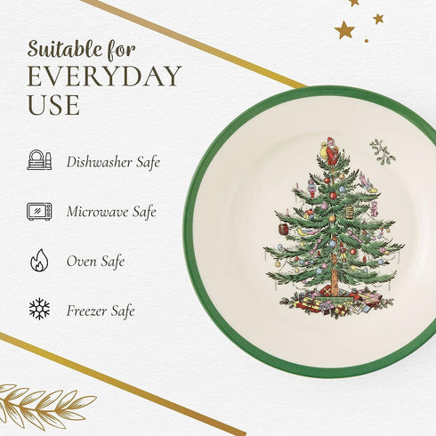 Spode 7.25" Salad Plate - Christmas Tree Design | Stoneware - Dishwasher, Microwave, Freezer Safe | Holiday Dinnerware Décor - Gifting Ideas, Gath...