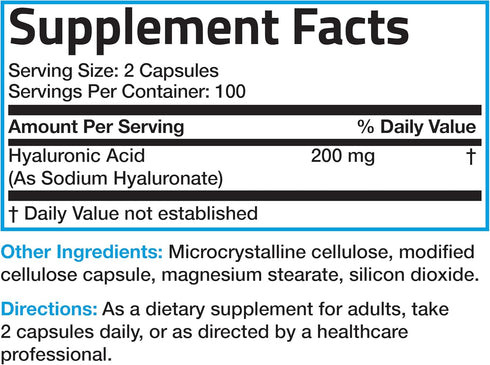 Bronson Hyaluronic Acid 200 MG High Potency Joint Health & Healthy Skin Support, Non-GMO, 200 Vegetarian Capsules...