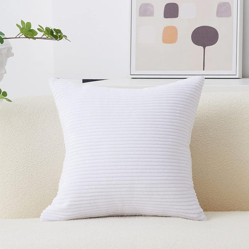 Home Brilliant Euro Sham 24x24 Spring Pillow Cover Striped Corduroy Textured Velvet European Throw Pillowcase for Couch Sofa, 24 x 24 inch (60cm),...
