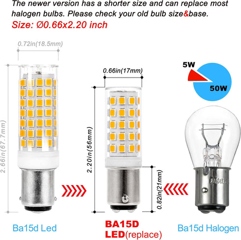 BA15D 120 Volt Double Contact/DC Bayonet Base Led Light Bulbs 50 Watt-75 Watt Replacement, T3/T4/C7/S6, 2700K Soft Warm White BA15D 5W Led Sewing ...