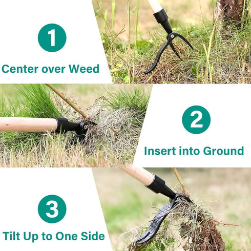 Stand Up Weed Puller Tool,Manual Weed Remover with Foot Plate for Removing Weeds, Weeding Head Replacement 4-Claw Weeder Root Remover Hand Tool fo...