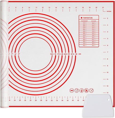Silicone Baking Mat, Qidoe (16"x 24") Extra Thick Non Stick Baking Mat with Measurement Fondant Mat/Dough Rolling Mat/Counter Mat/Pizza Mat/Oven L...