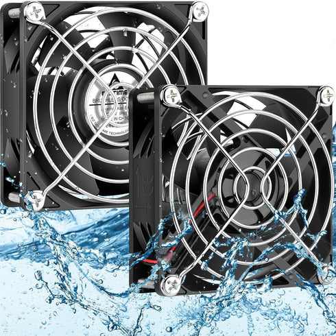GDSTIME 80mm x 25mm 12V IP68 Waterproof Exhaust Fan Small Brushless DC Cooling Computer Case Fan 2 Pin Dual Ball Bearings for RV Fridge Ventilatio...
