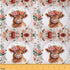 Feelyou Cute Highland Cow Fabric by The Yard 1 Yard Cartoon Animal Decorative Waterproof Outdoor Fabric Flower Floral Print Upholstery Fabric for ...