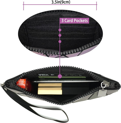 Small Clutch Purses for Women, Daily Use Wrist Purse, Geometric Luminous Wallet, Portable Wristlets Travel Clutch, Small Wrist Purses and Cosmetic...