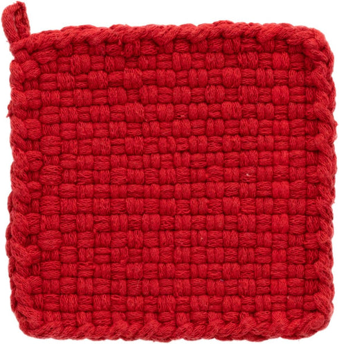 Friendly Loom | 7” Traditional-Sized Red Potholder Weaving Loops | Craft 2 Cotton Potholders...