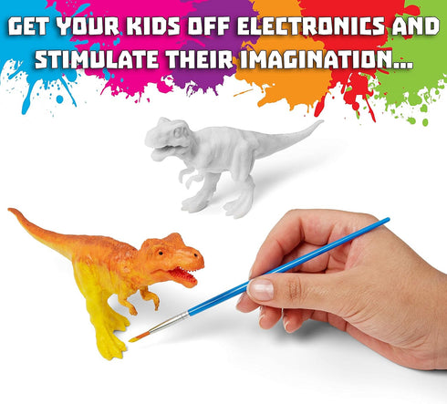 STEM.org Dinosaur Painting Kit for Kids with Dino Trivia-Dinosaur Crafts for Kids Ages 3-5 + w/ 2T-Rex Dinosaur Set - Screen Free, Educational Din...