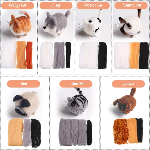 WILLBOND 10Pcs Needle Felting Kit Animals Doll Making Wool Needle Felting Starter Kit with Instruction DIY Handmade for Adult Friends Birthday Gif...