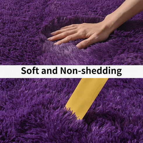 Soft Runner Rugs for Bedroom Hallways, 2x6 Purple Fluffy Shag Throw Area Rug Non Slip for Bedside Dorm, Long Shaggy Furry Carpet for Nursery Livin...