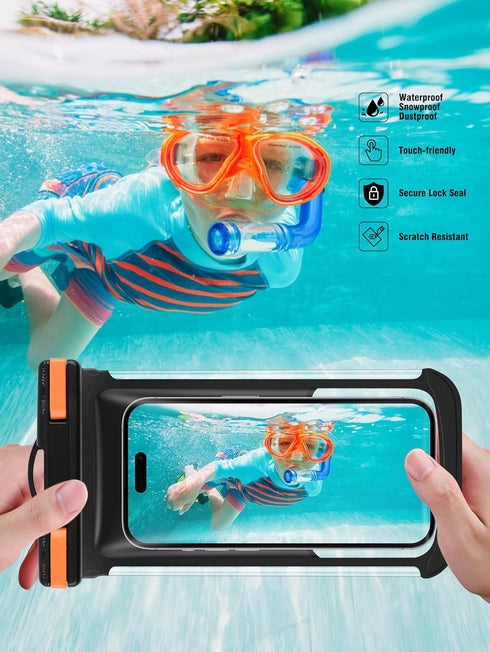 Waterproof Phone Pouch - 2 Pack Underwater Dry Bag, IPX8 Water Proof Phone Case for iPhone 15 14 13 12 Pro Max XS Samsung Case Up to 7.0" Detachab...