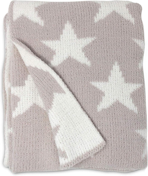 Living Textiles Grey Stars Chenille Soft Baby Blanket Reversible Premium Cozy Fabric for Best Comfort - for Infant,Toddler,Newborn,Nursery,Boy,Gir...