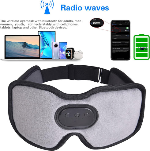 Bluetooth Sleep Mask, Wireless Sleeping Headphones Bluetooth Music Eye Mask for Side Sleepers, 3D Adjustable Sleep Headphones Mask for Air Travel,...