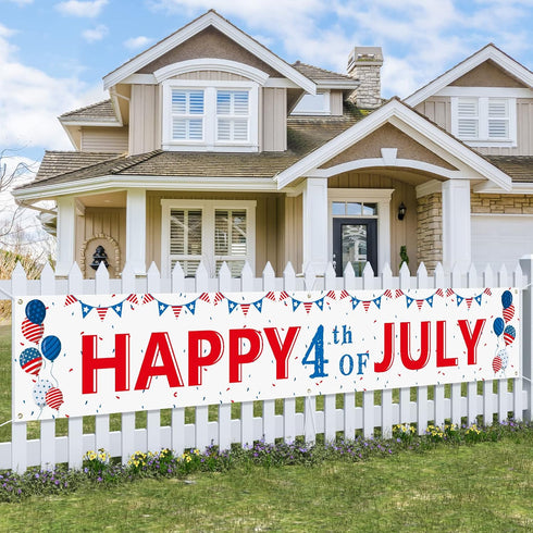 Probsin Large 4th of July Banner Decorations 120"x20" National Independence Day Yard Sign Patriotic Party Supplies American Balloons Hanging Decor...