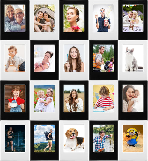 20 Packs Magnetic Photo Picture Frame Cute Mini Table Photo Frame Holder 3 Inches Plastic Colorful Photo Display Compatible with Fujifilm Instax f...