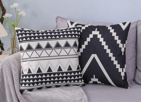Set of 4 Decorative Throw Pillow Covers 18x18 Inch for Couch, Black and White/Cream Square Accent Pillows Case for Cushions Sofa Bed and Living Ro...