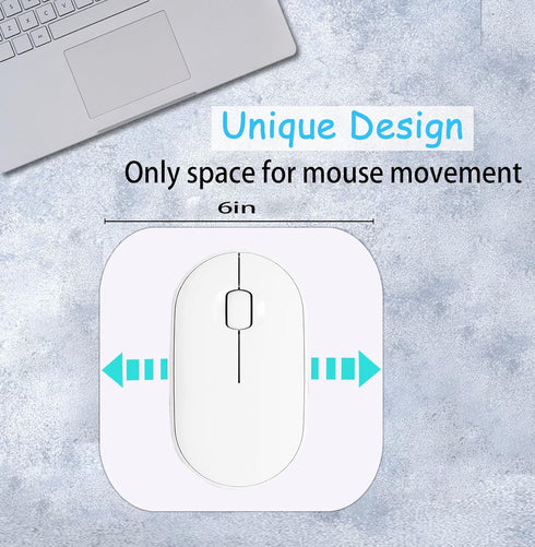 Mini Mouse Pad, 6x6 Inches, Waterproof Non-Slip Rubber Base, for Laptop, Keyboard Tray, Wireless Mouse, Home, Office, Travel (white)...
