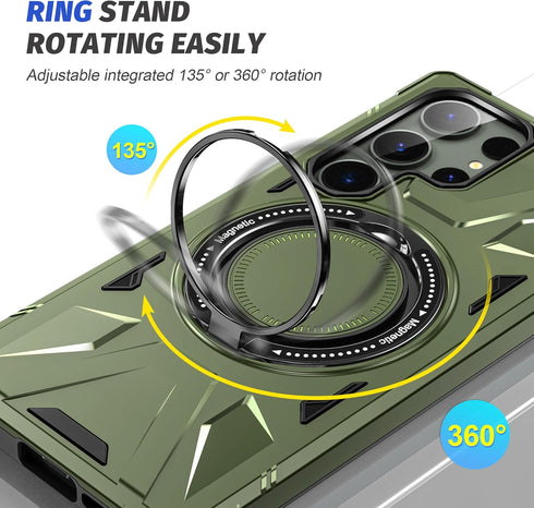 for Samsung Galaxy S23 Ultra Case Compatible with MagSafe Galaxy S23Ultra Case Magnetic,with Screen Protector S23 Ultra Case with Stand Ring Milit...