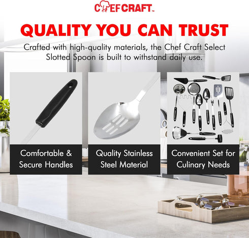 Chef Craft Select Slotted Spoon, 12.75 inch, Stainless Steel...