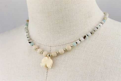 POMINA Real Amazonite Natural Gemstone Beaded Choker Necklace Semi Precious Stone Choker for Women Teen...