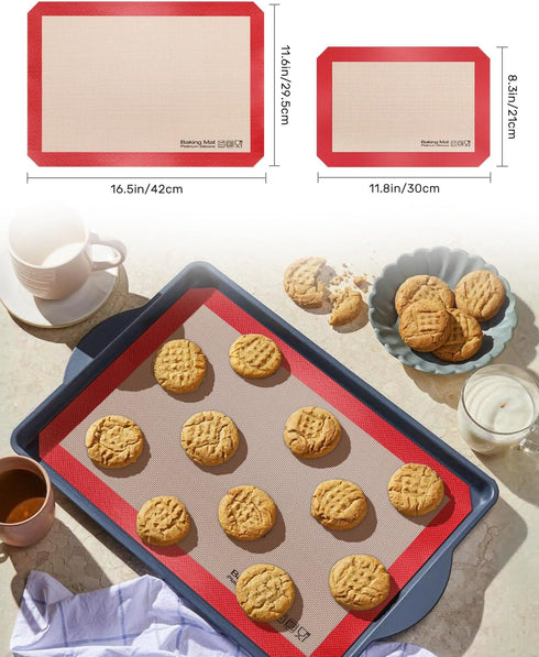 Silicone Baking Mat-Set of 5 (2 Half Sheet Mats + 2 Quarter Baking Sheets+ 1 9'' Oven Liner), Sopito Non Stick & Reusable Bakeware Mats for Cookie...