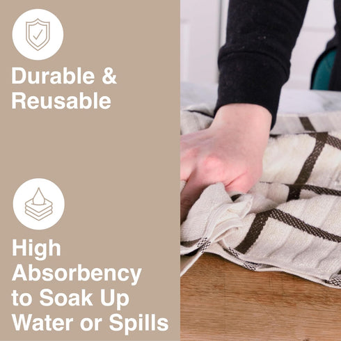 All-Clad Checked Kitchen Towel: Highly Absorbent, Super Soft Long Lasting - 100% Cotton, 17"x30" Tea Towel for Cleaning & Drying Dishes, Pans, Gla...