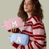 Makeup Bag for Women - Monogram Cute Initial Blue Makeup Bags Cosmetic Toiletry Pouch Make Up Case for Women Her Best Friend Friendship Sister Tea...
