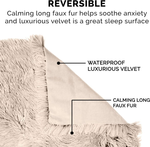 Furhaven Waterproof Throw Blanket for Dogs & Indoor Cats, Washable - Shaggy Plush Calming Long Faux Fur & Velvet Dog Blanket - Taupe, Small...