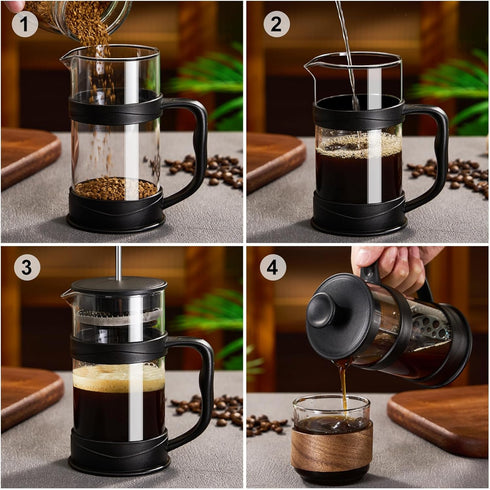 French Press Coffee Maker, Coffee Press of 18/8 Stainless Steel Filter 11.8 OZ, Mini Camping French Press for Travel& Home Gift(Black)...