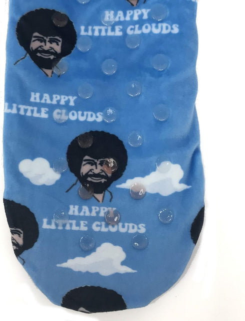 ooohyeah Unisex Cozy Slipper Socks, Funny Bob Ross Fuzzy House Slippers for Women & Men, Sherpa Warm Cute Indoor Non-Slip Socks...