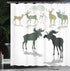 Ambesonne Antlers Shower Curtain, Elk Deer and Fawn Silhouette Forest at The Background World Natural Habitat Theme, Cloth Fabric Bathroom Decor S...