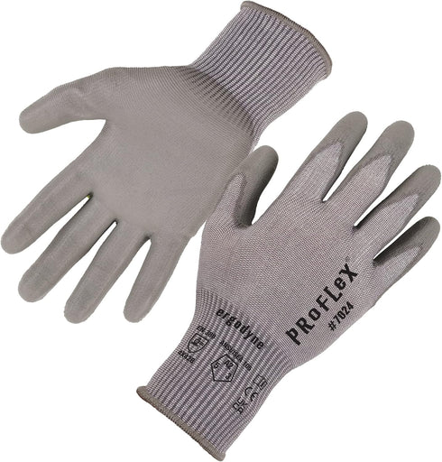 Ergodyne ProFlex 7024 Cut Resistant Work Gloves, ANSI A2, PU Coated Palms for Flexible No Slip Grip, Abrasion Resistant, 13g, Touchscreen Capable,...