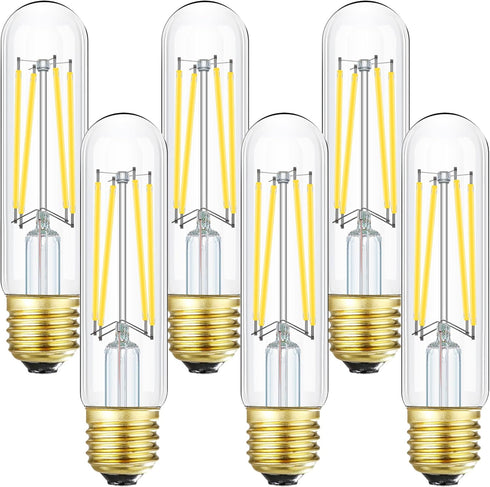 Leools E26 LED Bulb 8W Equal 75 Watt Light Bulbs Neutral White 4000K E26 Edison Bulb AC120V 900lm Dimmable 5 Inch T10 led Bulb Tubular for Rustic ...