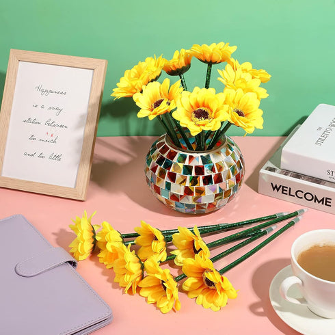 Chinco Sunflower Pens Artificial Flowers Ballpoint Pens Creative Sunflower Gel Ink Pen 0.7mm Flower Writing Pen for School Office Home, Kid Teache...