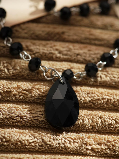 Sacina Gothic Black Teardrop Choker Necklace, Black Bead Necklace, Gothic Choker, Gothic Necklace, Halloween Necklace, Costume Jewelry, Christmas ...