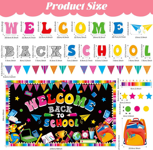 Welcome Back to School Bulletin Board Decorations First Day of School Theme Classroom Bulletin Board Border Set Pencil Notebook Schoolbag Paper Cu...