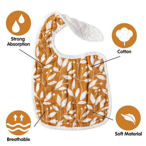 Zainpe 6Pcs Muslin Cotton Bibs for Baby Flower Bunny Deer Adjustable Machine Washable Neutral Burp Cloths with 6 Absorbent Soft Layers for Unisex ...