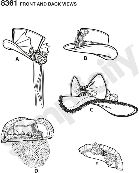 Simplicity 8361 Women's Steampunk Hat Sewing Pattern, Sizes S-L...